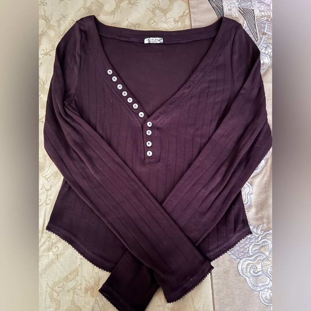 Intimately by Free People Brown Button-Down Top, Size S